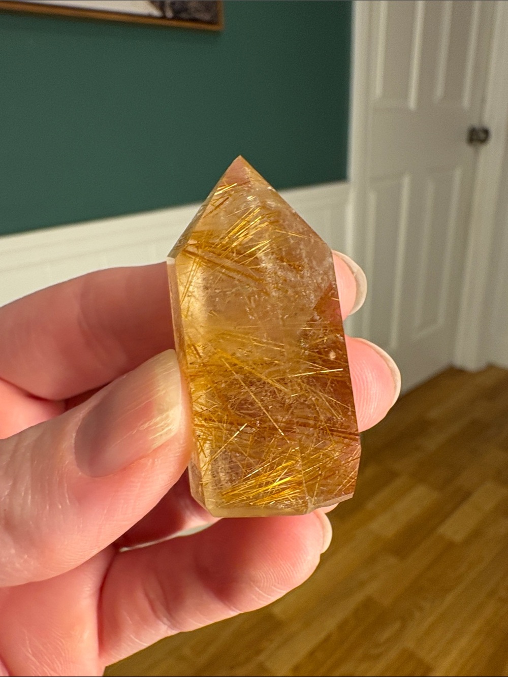 Golden Rutilated Quartz Point - Picture 4 of 5